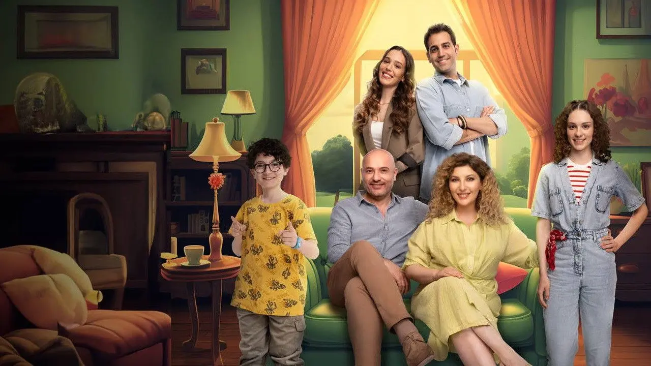 صورة الغلاف العريضة لمسلسل فرحة حياتي تجمع أبطال القصة بأجواء عائلية.